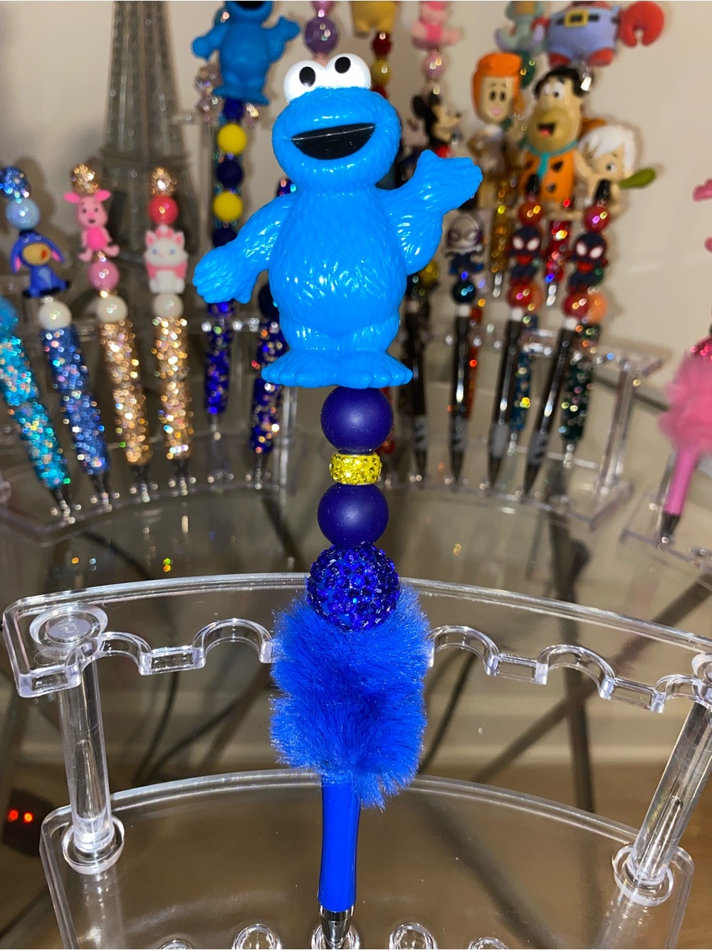 Blue Cookie Monster Plush-Topped Pen